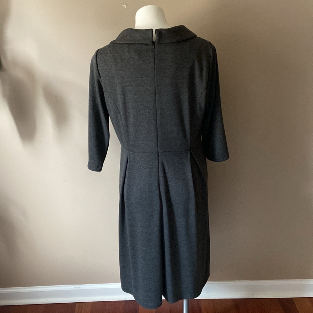 Julian Taylor Dark Gray Retro 3/4 Sleeves Knee Length Dress Fall Fit And Flare - Picture 3 of 7
